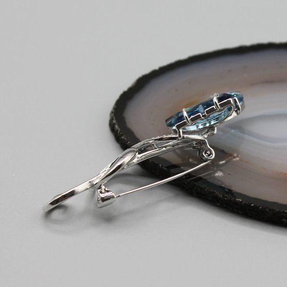 Jewelry pin brooch butterfly music note silver blue crystals elegant beautiful - Picture 4 of 10